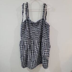 Old Navy Womens Mini Dress Size‎ 3X Patchwork Madras Plaid Sundress Smocked